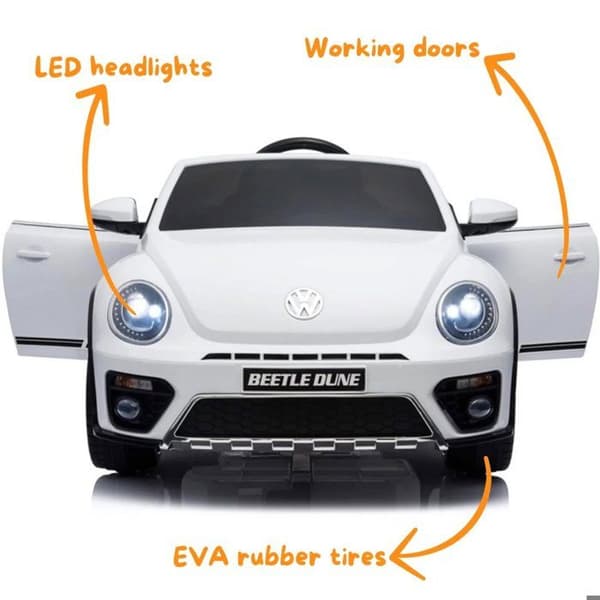 Barnbil Volkswagen Beetle XL - 12V Batteri - 1 till 6 år - Vit