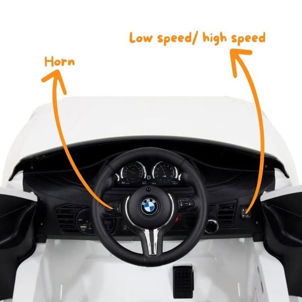 Barnbil BMW X6M - 12V - 1 till 6 år - EVA-hjul - Vit