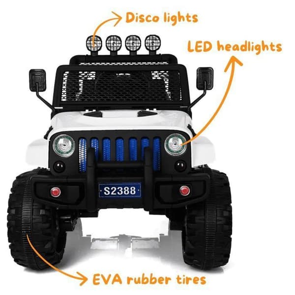 Batteribil - Jeep 4x4 - för Barn - 12V Batteri - 2 till 6 år - Vit