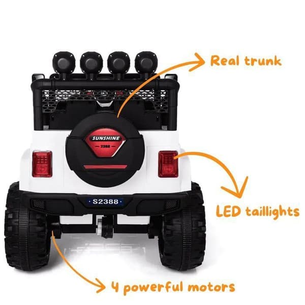 Batteribil - Jeep 4x4 - för Barn - 12V Batteri - 2 till 6 år - Vit