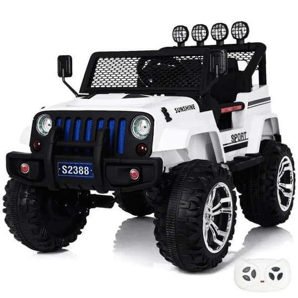 Batteribil - Jeep 4x4 - för Barn - 12V Batteri - 2 till 6 år - Vit