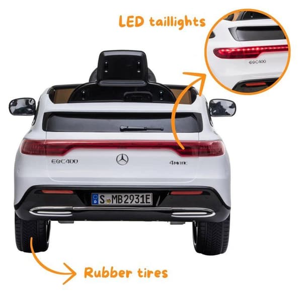 Barnbil Mercedes EQC400 - 12V batteri - 1 till 6 år - Vit