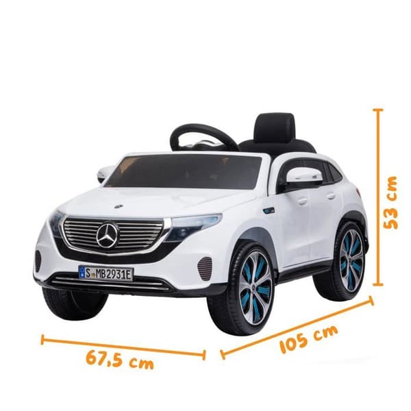 Barnbil Mercedes EQC400 - 12V batteri - 1 till 6 år - Vit