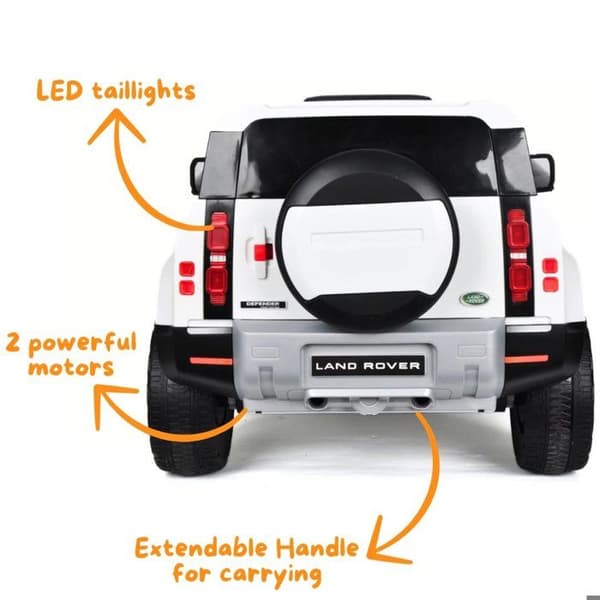 Barnbil Land Rover Defender - 12V - 1 till 6 år - Vit