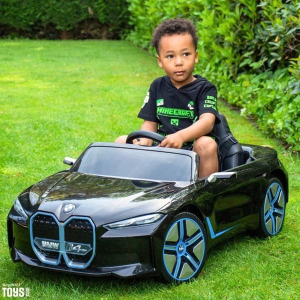 Barnbil 12V - BMW i4 - 1 till 6 år - EVA-hjul - Svart