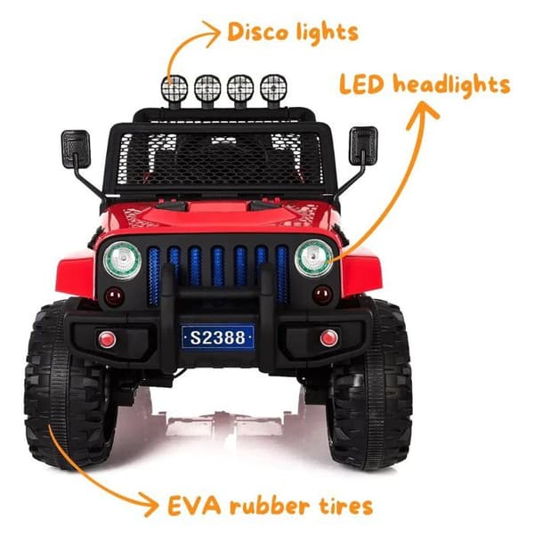 Batteribil - Jeep 4x4 - för Barn - Batteri 12V - 2 till 6 år - Röd