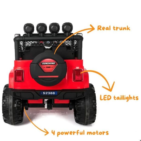 Batteribil - Jeep 4x4 - för Barn - Batteri 12V - 2 till 6 år - Röd