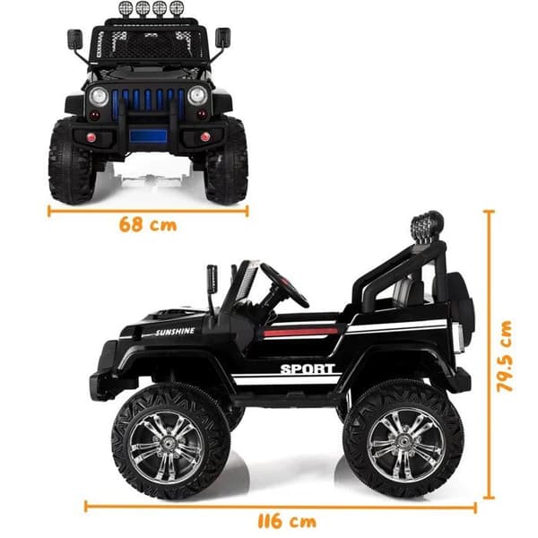 Batteribil - Jeep 4x4 - för Barn - Batteri 12V - 2 till 6 år - Svart