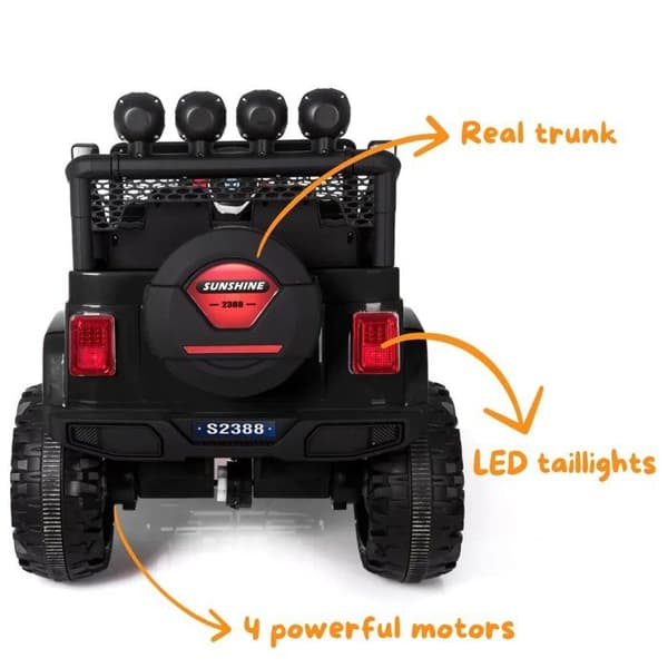 Batteribil - Jeep 4x4 - för Barn - Batteri 12V - 2 till 6 år - Svart