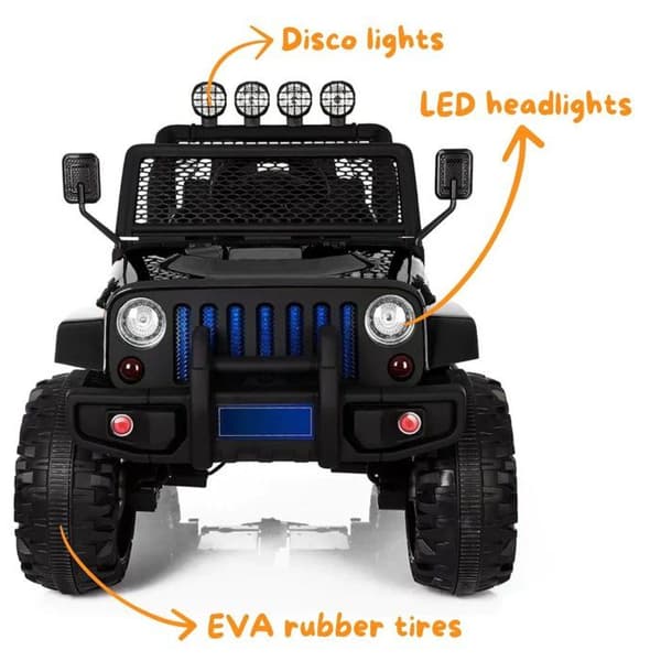 Batteribil - Jeep 4x4 - för Barn - Batteri 12V - 2 till 6 år - Svart