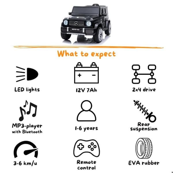 Barn Elbil Mercedes G63 AMG - 12V - 1 till 5 år - Svart