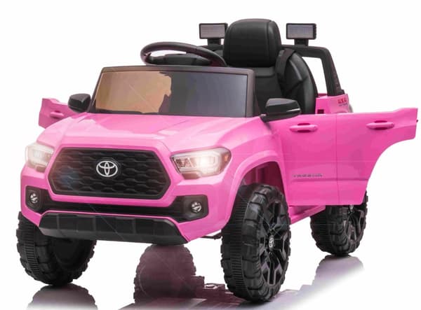 Toyota Tacoma El-Bil till Barn 12V  m/Lädersäte +2.4G Fjärrkontroll, Pink