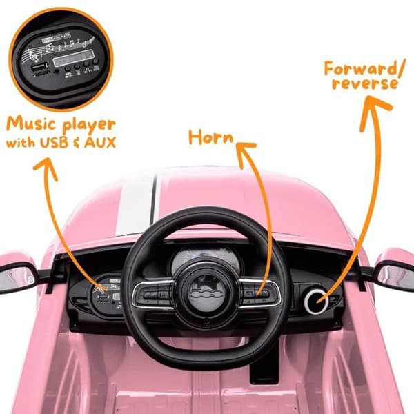 Elbil Barn Fiat 500e - 12V - 1 till 5 år - Rosa