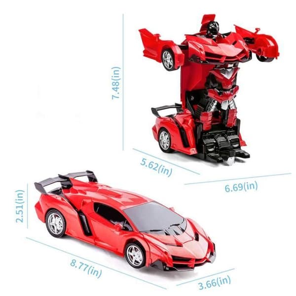 SHOP-STORY - Fjärrstyrd bil 2 i 1 förvandlas till robot - Färg Röd