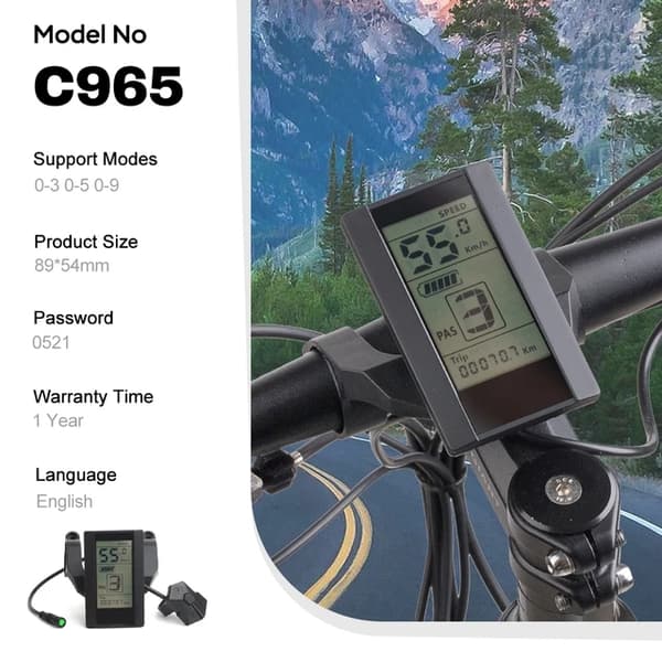 Sähköpyörän muutossarja, Bafang C965 LCD-näyttö, keskimoottori napamoottori, C965