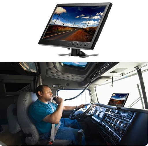 Podofo 10,1" LCD HD-skærm, mini-tv og computerhøjttaler, HDMI VGA-skærm, farveskærm, bilbackupkamera og sikkerhedssystem til hjemmet
