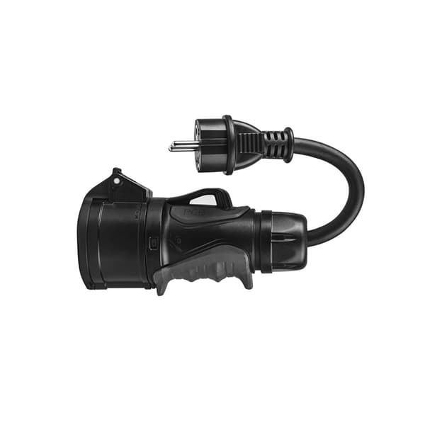 Vihreä kenno - Schuko-sovitin 230V virtalähteeseen punainen CEE 16A 400V 5P