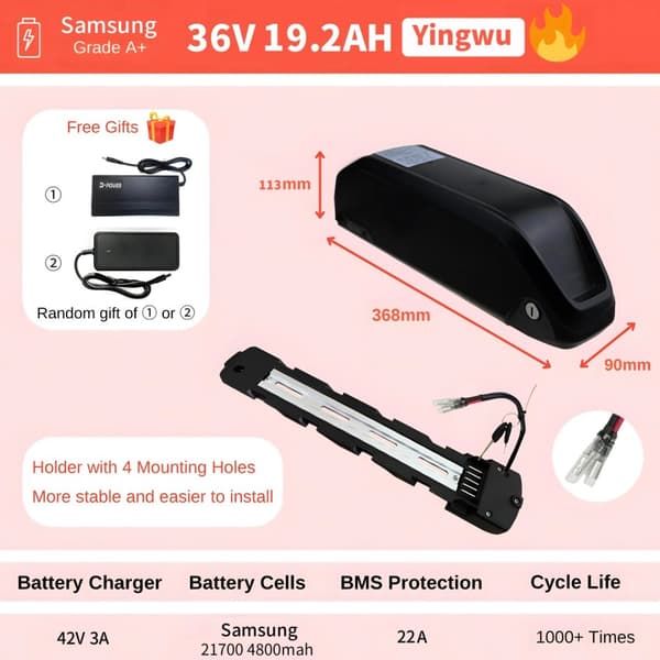 Elektrisk cykelkonverteringskit, Bafang Mid Drive Motor, 750W-1000W kraftmuligheder, 36v 192ah kun batteri