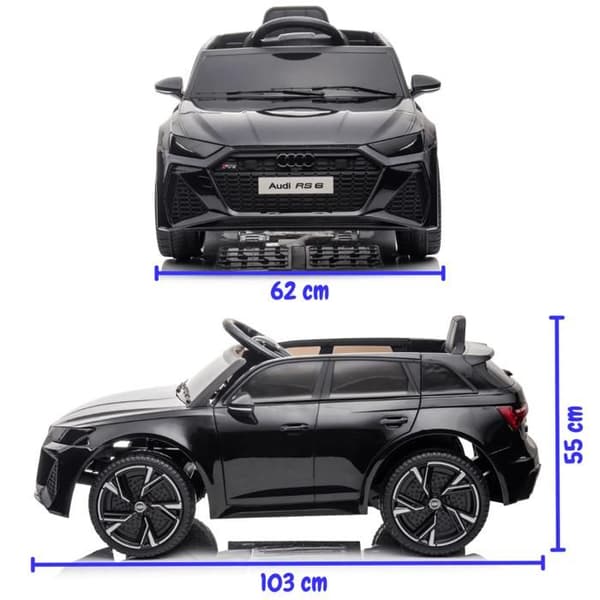 Barnbil Elektrisk 12V - Audi RS6 - 1 till 5 år - EVA-hjul - Svart
