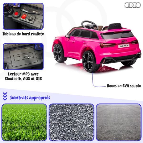 Elbil Barn 12V - Audi RS6 - 1 till 5 år - EVA-hjul - Rosa