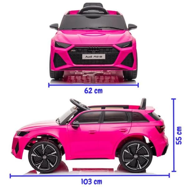Elbil Barn 12V - Audi RS6 - 1 till 5 år - EVA-hjul - Rosa