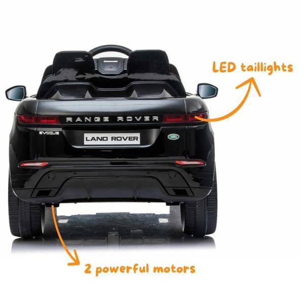 Elbil 12V - Range Rover Evoque - 2 till 6 år - EVA-hjul - Svart