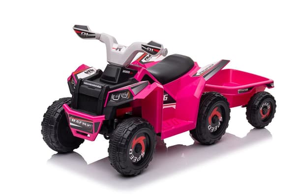 XMX630T Pink Battery Quad Bike With Trailer