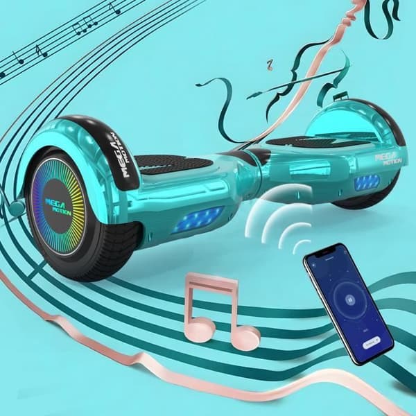 MEGA MOTION Hoverboard 6,5" Grön - två hjul med Bluetooth-högtalare - med LED-lampor för barn