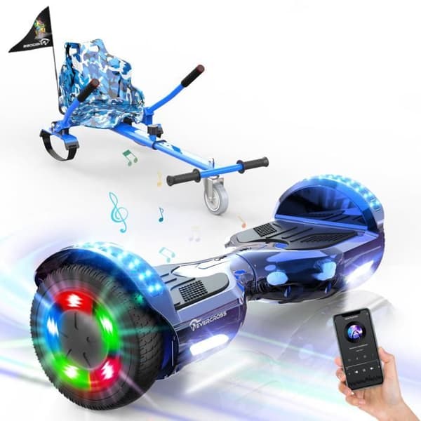 EVERCROSS Hoverboard Gyropod 6.5" Blå Hoverkart Blå förstärkt självräknande LED-ljus Bluetooth Motor 700W Barn