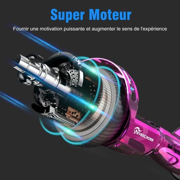 EVERCROSS Hoverboard Gyropod 6,5 tum Rosa Hoverkart Hip-rosa självbalanserande LED-ljus Bluetooth Motor 700W Barn