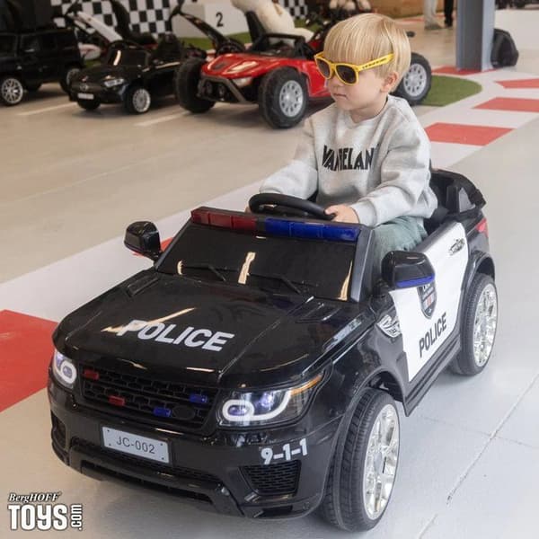 Elbil polis för barn - 1 till 6 år - Polisljus - Svart