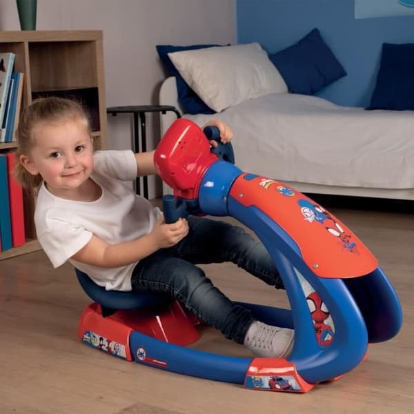 Smoby - Spidey - V8 Driver - Körsimulator för barn - Justerbar stol - Ljud och ljus - Batterier ingår ej