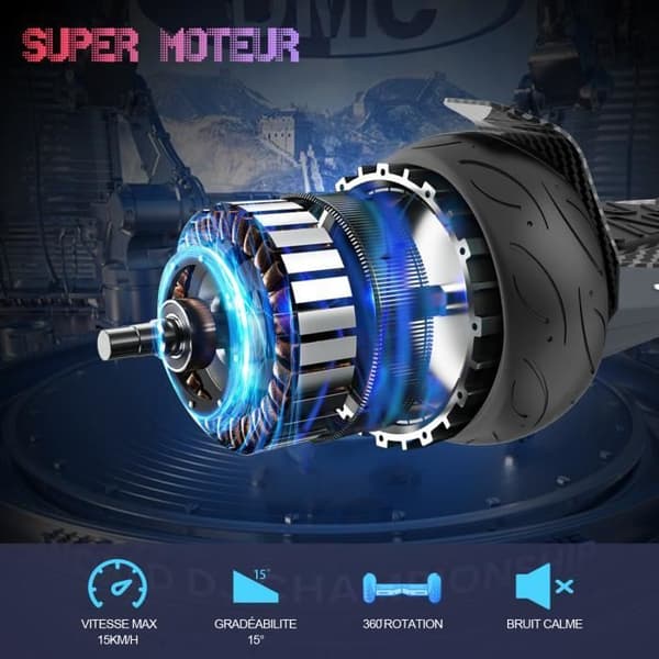 EVERCROSS Hoverboard Gyropod 8,5 tum All Terrain Svart självbalanserande LED-ljus Bluetooth med APP för Barn
