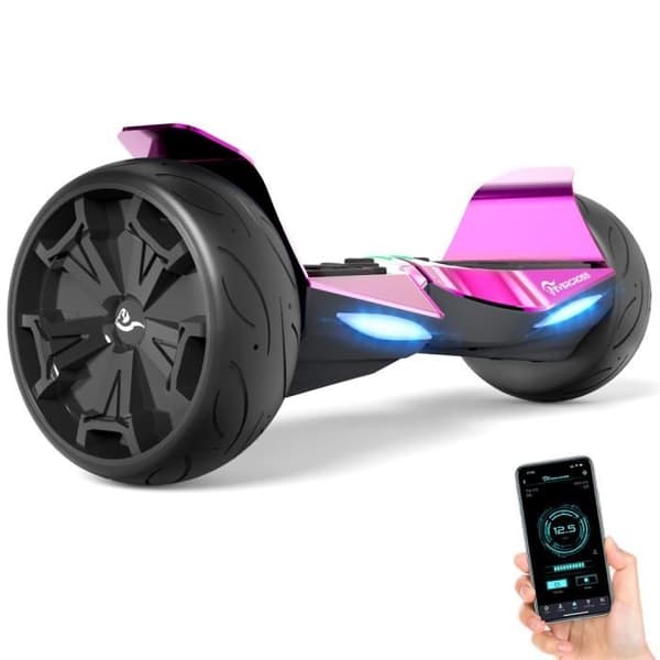 EVERCROSS Hoverboard Gyropod 8,5 tum Terräng Rosa Krom automatisk balans självbalanserande LED-lampa Bluetooth APP Barn