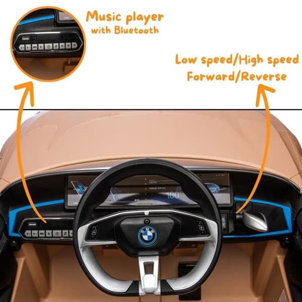 Barnbil 12V - BMW i4 - 1 till 6 år - EVA-hjul - Beige