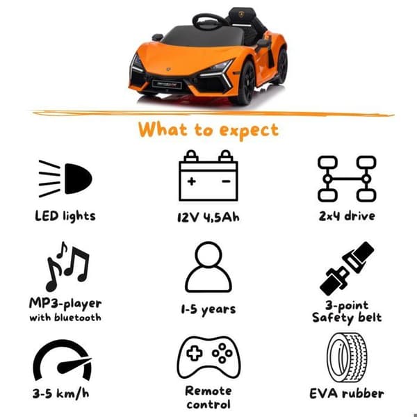 Barnbil 12V - Lamborghini Revuelto - 1 till 5 år - Orange