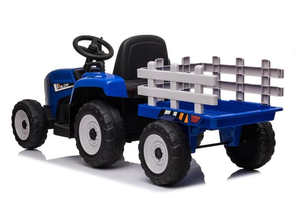 Elektrisk Ride-On Traktor med Trailertilbehør & Fjernbetjening til Børn, 3-8 År, Blå
