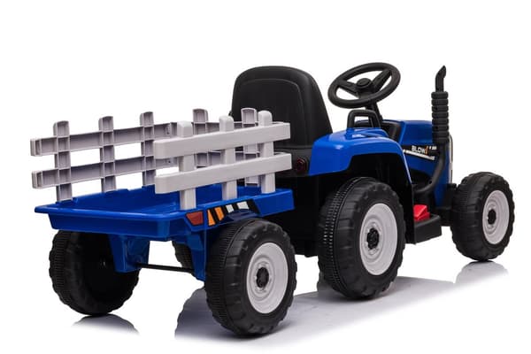 Elektrisk Ride-On Traktor med Trailertilbehør & Fjernbetjening til Børn, 3-8 År, Blå