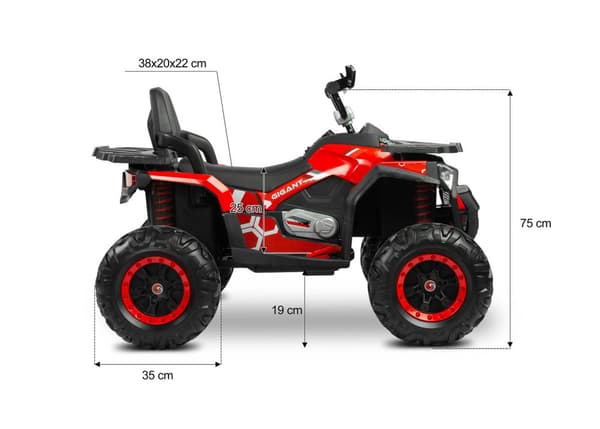 AKKUKÄYTTÖINEN AJONEUVO QUAD GIANT - PUNAINEN