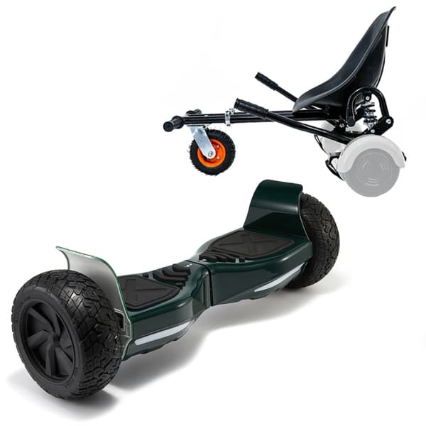 Pakke Hoverboard Go Kart med Støddæmpere, 8.5 tommer, Hummer Green, Standard Rækkevidde, og Sort Hoverkart med Støddæmpere, Smart Balance