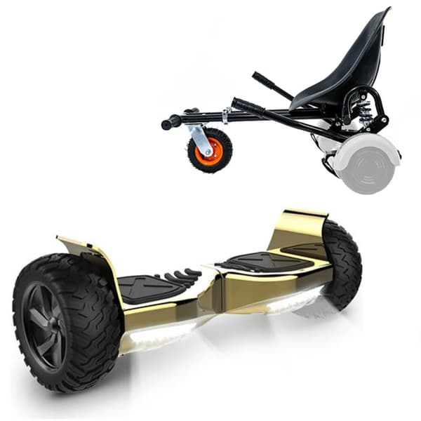 Pack Hoverboard Jousituksilla Go Kart, 8.5 tuumaa, Hummer Gold, Standard Range ja musta istuin jossa on kaksoisjousitussarja, Smart Balance