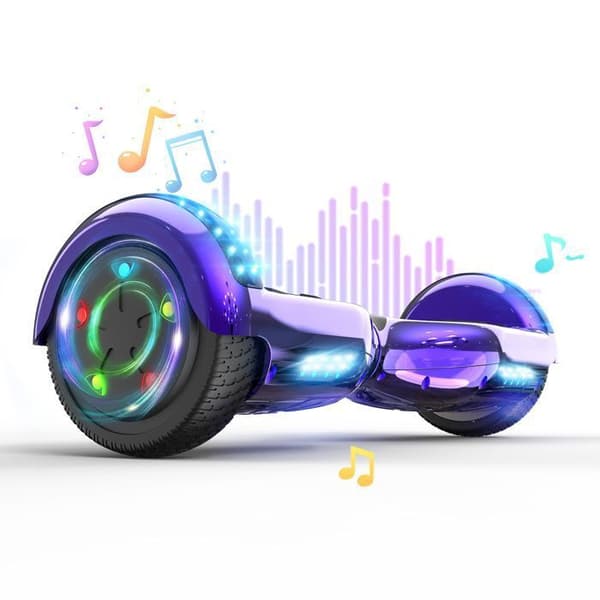 6,5 tums hoverboard med Bluetooth och LED - RCB - Perfekt present för barn Lila krom