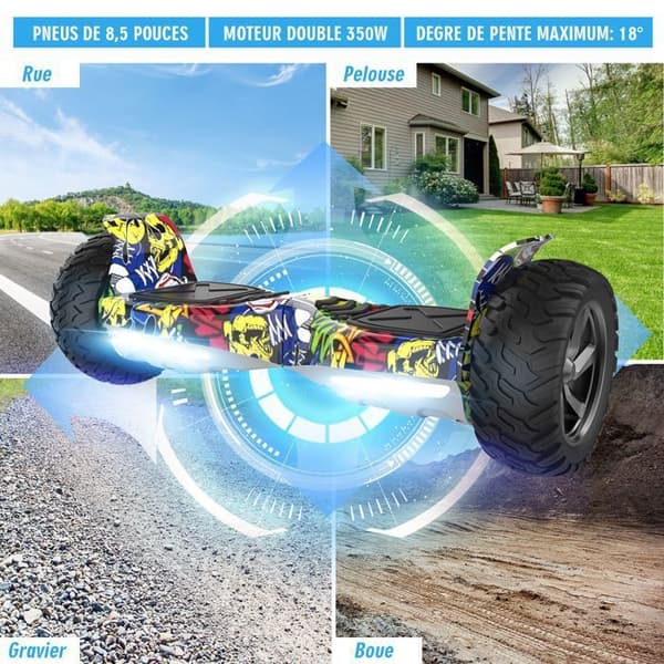 Hoverboard 8,5 tum Hummer All Terrain LED Bluetooth med kraftfull motor Hip-hop idealisk present