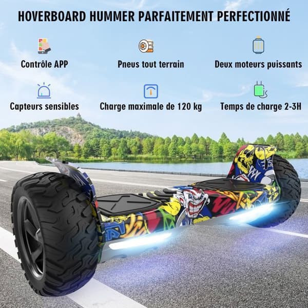 Hoverboard 8,5 tum Hummer All Terrain LED Bluetooth med kraftfull motor Hip-hop idealisk present