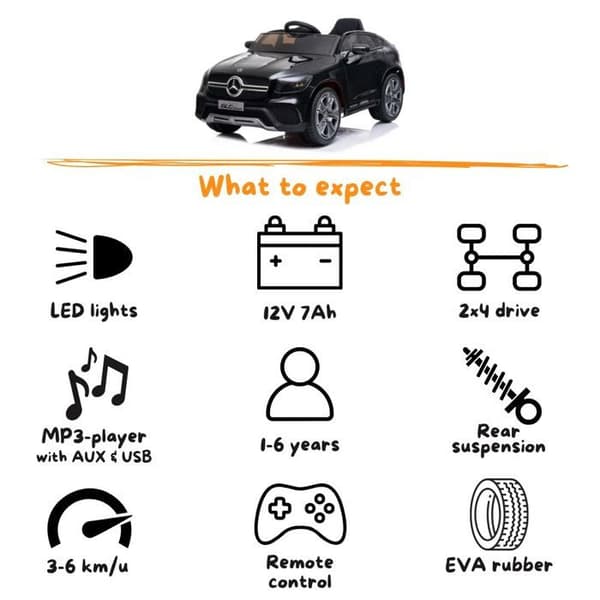 Elbil Barn 12V - Mercedes GLC Coupé - 1 till 5 år - Svart