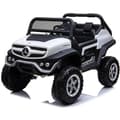 Miniatyrbild 1 av 2: Mercedes-Benz Unimog elbil - 12V - Vit och svart - Lädersäten - EVA-hjul med fjädring