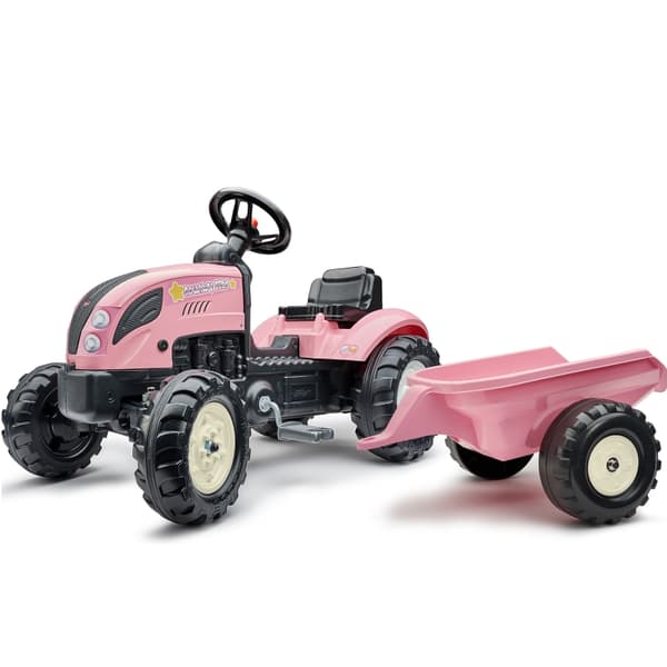 FALK Country Star Rosa Tramptraktor + Släpvagn och Horn Från 2 år.