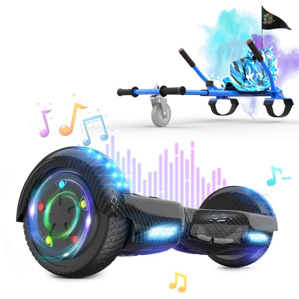 Pack Hoverboard svart och Hoverkart blå - RCB - Super present för barnen