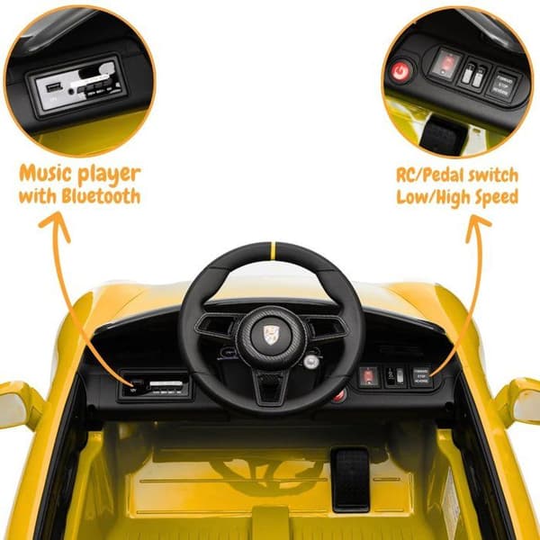 Barnbil Elektrisk 12V - RUF GT - 1 till 5 år - Gul