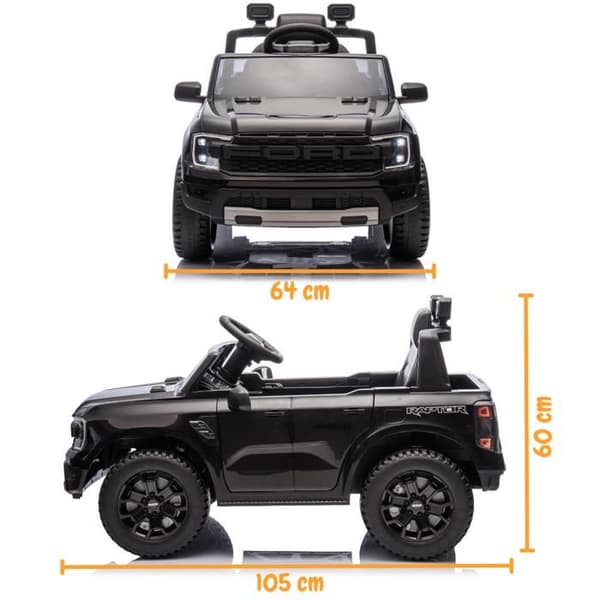 Barnens Elbil 12V - Ford Raptor - 1 till 5 år - Svart